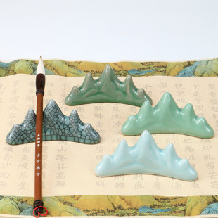 光祖龙泉青瓷笔山毛笔搁笔架笔墨纸砚搁笔学生儿童书法青瓷毛笔搁