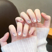 高级感蝴蝶结美甲短款 云皙法式 猫眼纯手工裸色穿戴甲2025新款 甲片