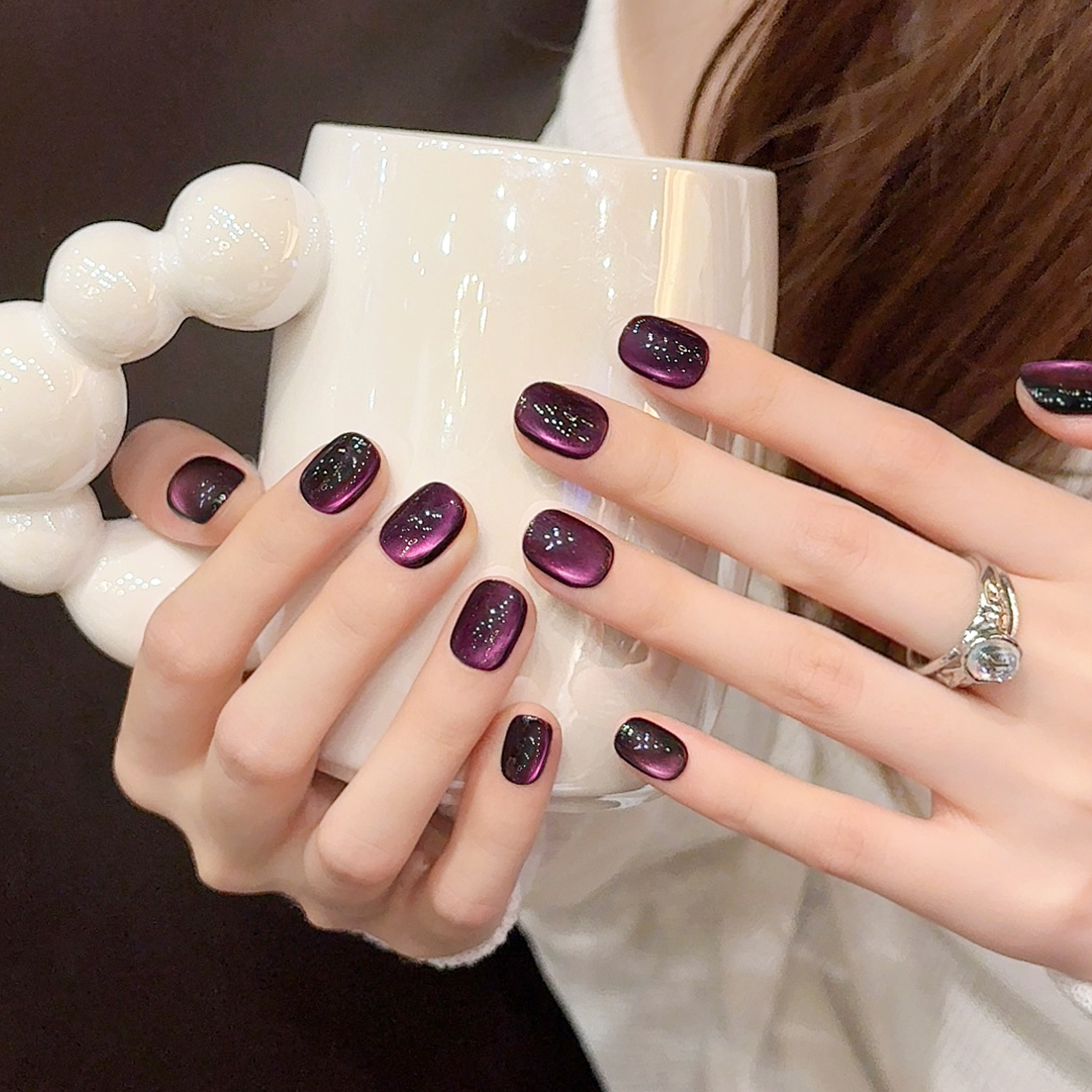 紫晶猫眼手工穿戴甲秋冬2025新款