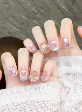 云皙心郁花海纯手工美甲穿戴甲2025年新款成品猫眼短款假指甲贴片