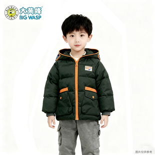 大黄蜂短款羽绒服男眼镜连帽工装口袋时尚百搭保暖外套