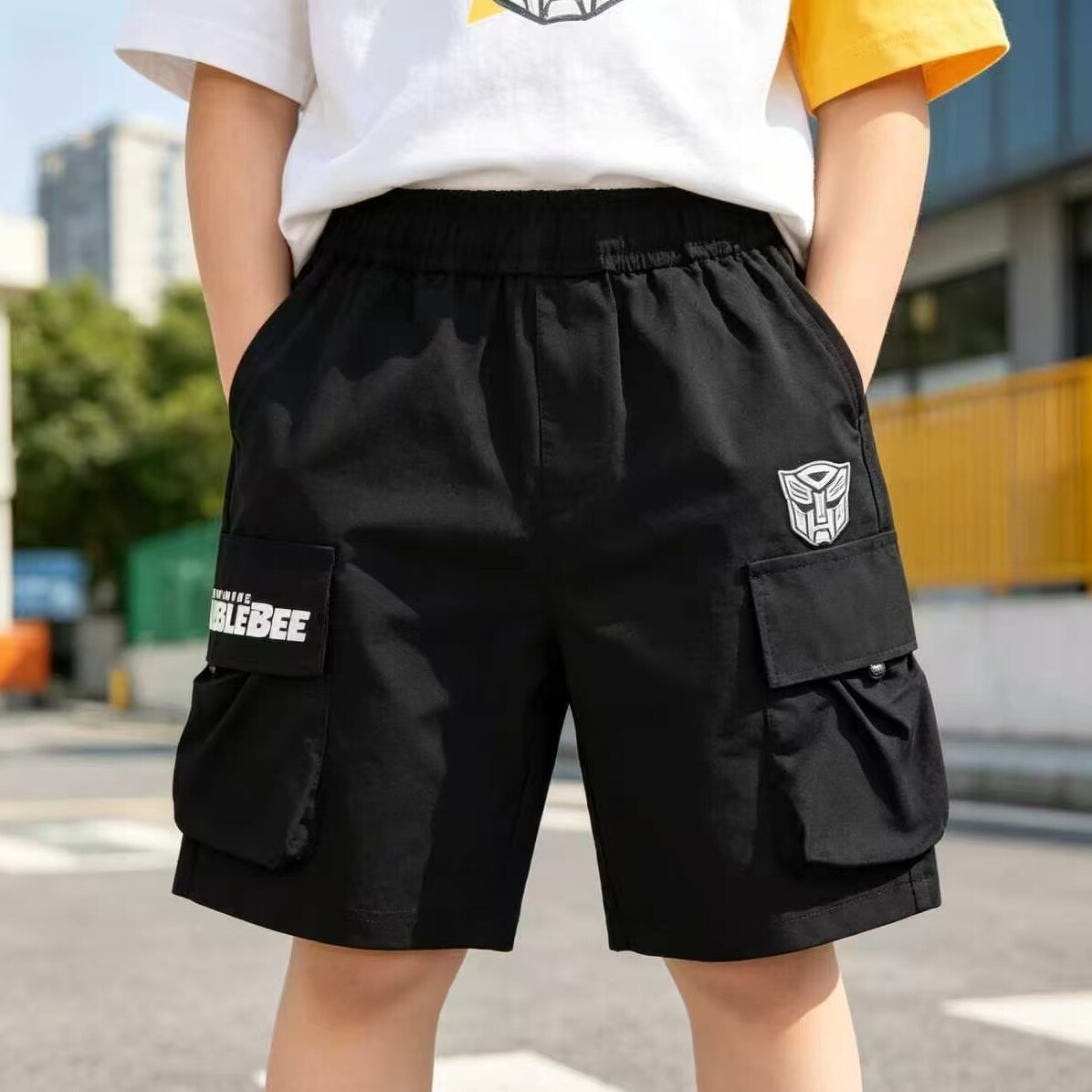 大黄蜂夏季男童工装款梭织五分裤速干短裤