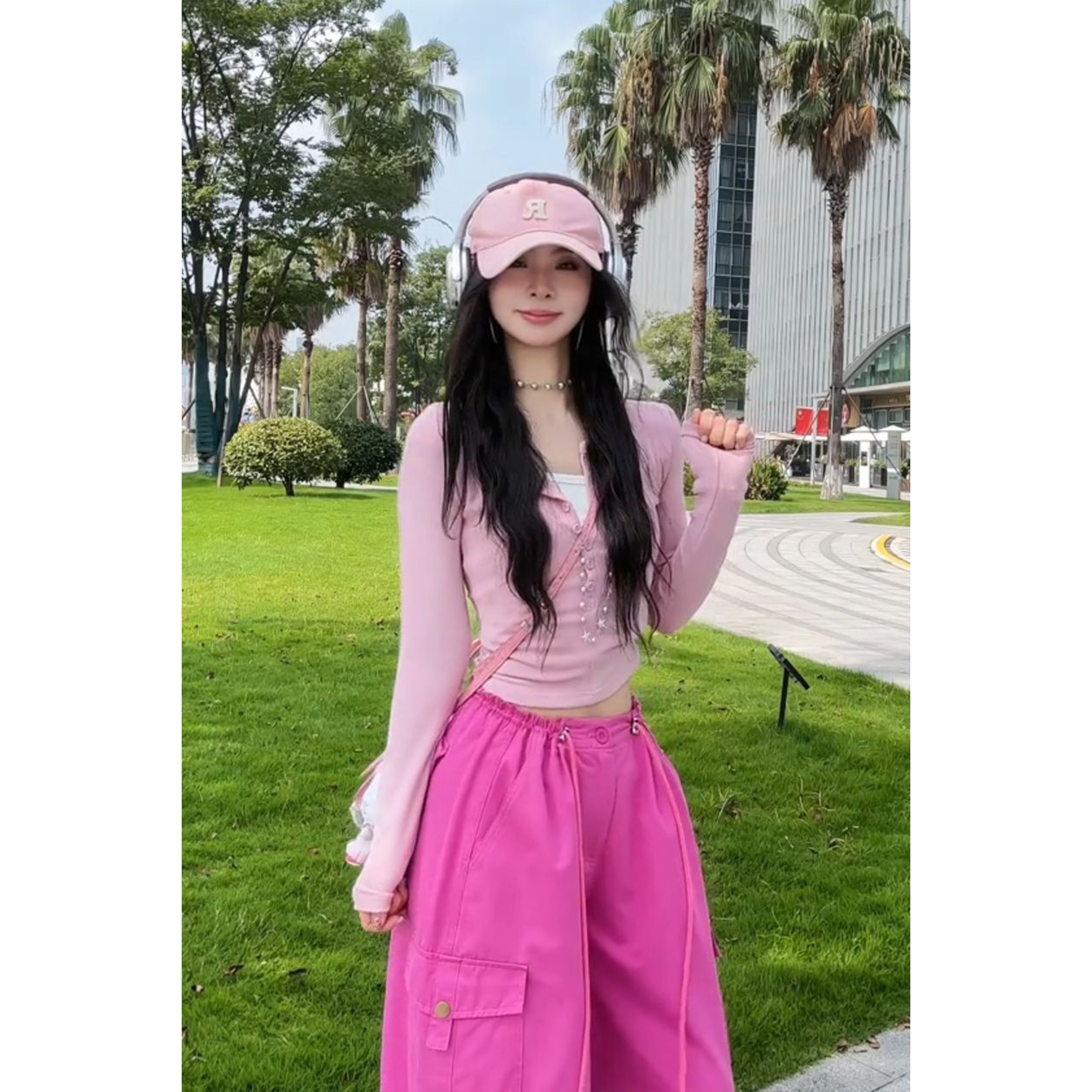 长袖早秋chic上衣打底衫2025新款今年流行爆款绝美巨好看的工装裤