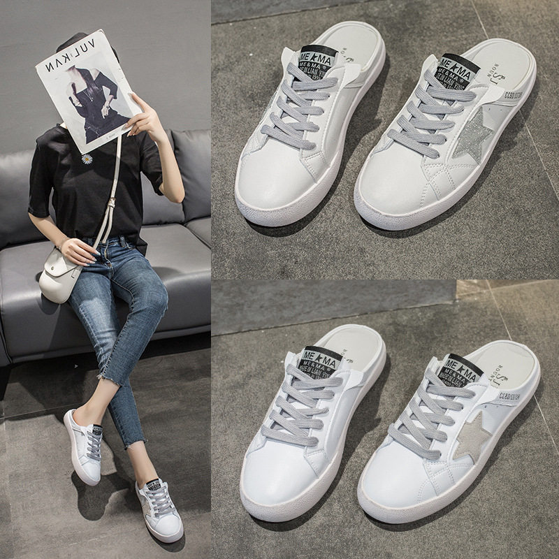 半拖鞋女夏季外穿2021新款包头脏脏懒人休闲平底办踩小白鞋无后跟在类目 女鞋, 低帮鞋中 - 来自Buy2taobao.com提供专业的淘宝代购服务