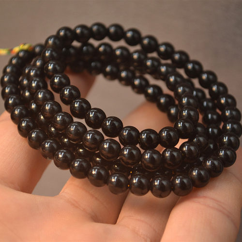 4/5/6mm圆珠黑椰蒂108颗手链