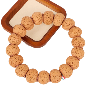 脑纹山桃核手串磨盘桩大开口脐18颗手持原籽文玩桃胡密纹佛珠手链