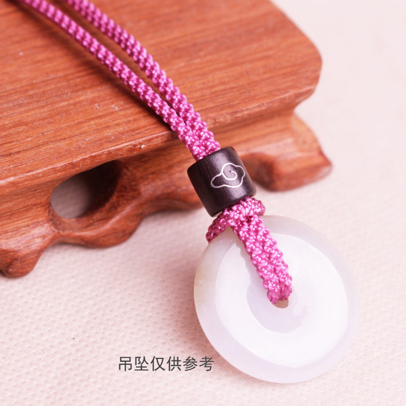 PING AN BUCKLE PENDANT LANYARD RED AND BLACK ROPE HAND-WOVEN HALTERNECK MENS AND WOMENS JADE WEAR RING RING NECKLACE ROPE ADJUSTMENT MODEL