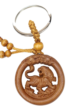 2022虎年钥匙扣桃木生肖虎卡通虎钥匙扣挂件木质立体萌虎包包挂饰