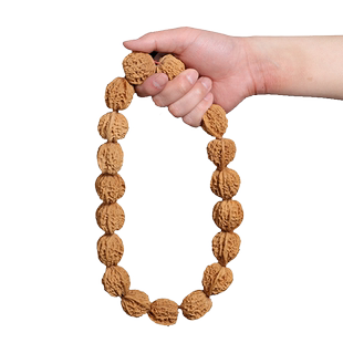 天然野品白狮子头核桃手持四座楼车挂官帽满天星闷尖古玩手链