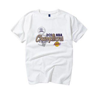 科比湖人总决赛三连夺冠纪念黑色短袖t恤詹姆斯半袖运动纯棉队服