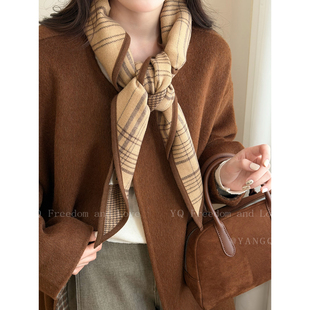 质感入冬!羊毛混纺格子披肩围巾两用女秋冬保暖高级感三角巾围脖