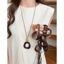 秋冬轻奢毛衣链圆环吊坠长款 项链女民族风大气高档高级感挂绳配饰