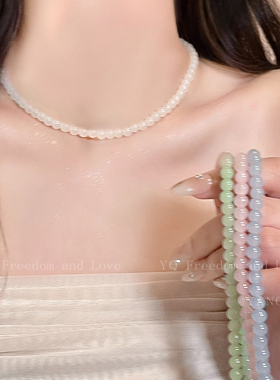 彩色琉璃串珠项链轻奢高级感百搭