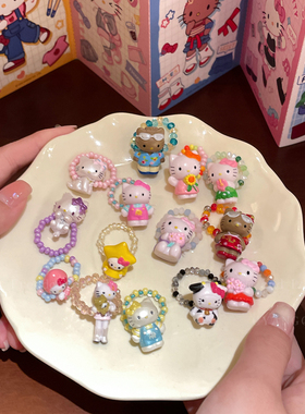 卡通可爱hellokitty小米珠串珠戒指童趣少女心凯蒂猫多巴胺食指戒