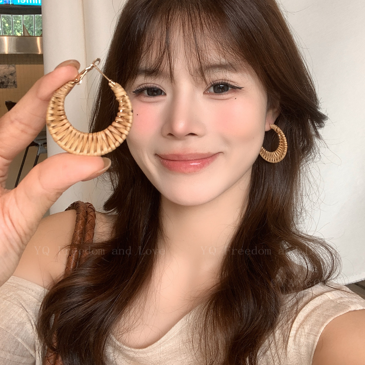 波西米亚度假风藤编圆圈耳环女适合方圆脸的耳饰复古小众夸张耳圈,饰品/流行首饰/时尚饰品新,耳环,淘宝优惠券,粉丝福利购,淘宝优惠卷