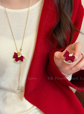 立马暴富！红色植绒小马胸针高档女奢华气质马年配饰项链新年胸花