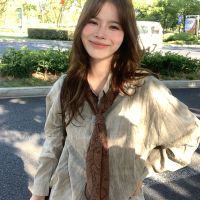 秋冬氛围感棕色腰果花丝巾配饰