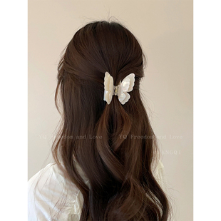 2026新款高端森系蝴蝶发夹女过渡期半扎发夹子高级抓夹鲨鱼夹发饰