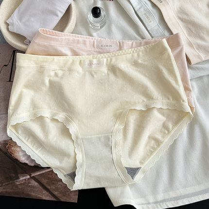 彩田夏新款50棉莫中腰内裤女韩系透气印花7A抗菌石墨烯底裆三角裤
