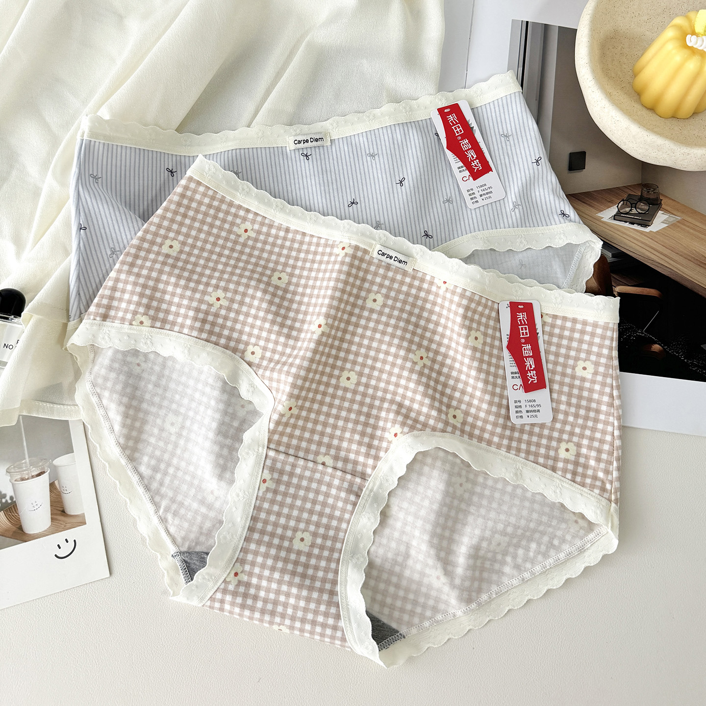 韩系纯欲~彩田莫代尔棉中腰内裤