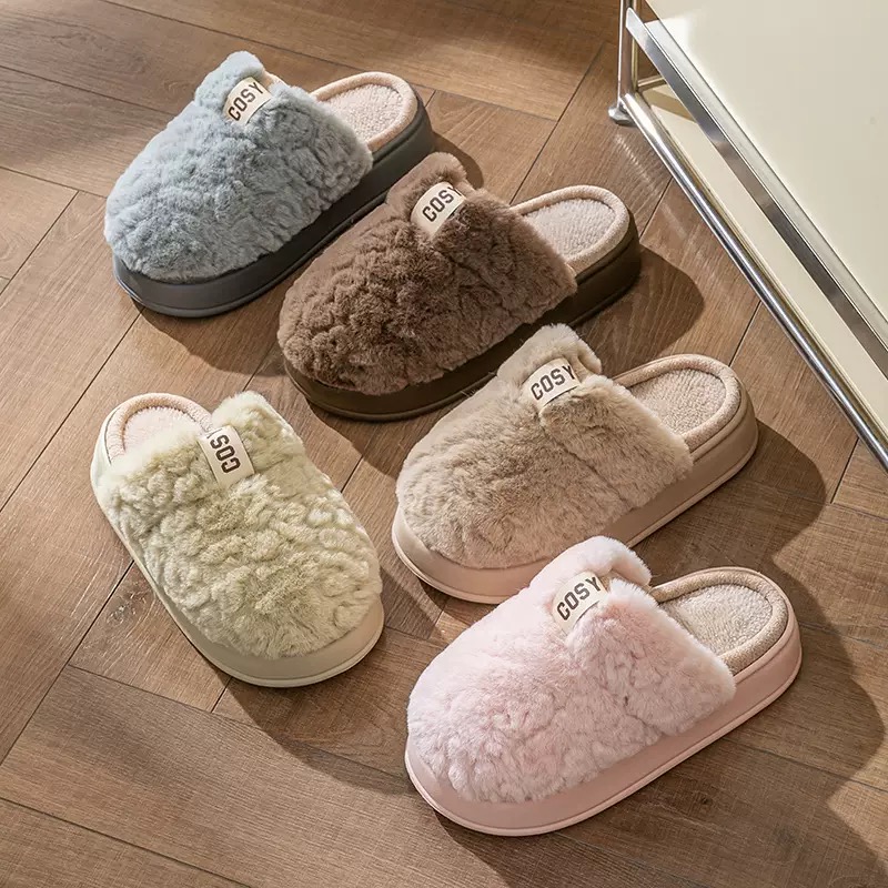 棉拖鞋女士秋冬季2025新款厚底加绒保暖防滑居家情侣毛毛拖鞋男
