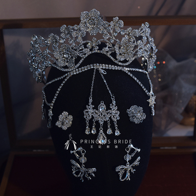 奢华时尚闪钻新娘皇冠额饰耳饰