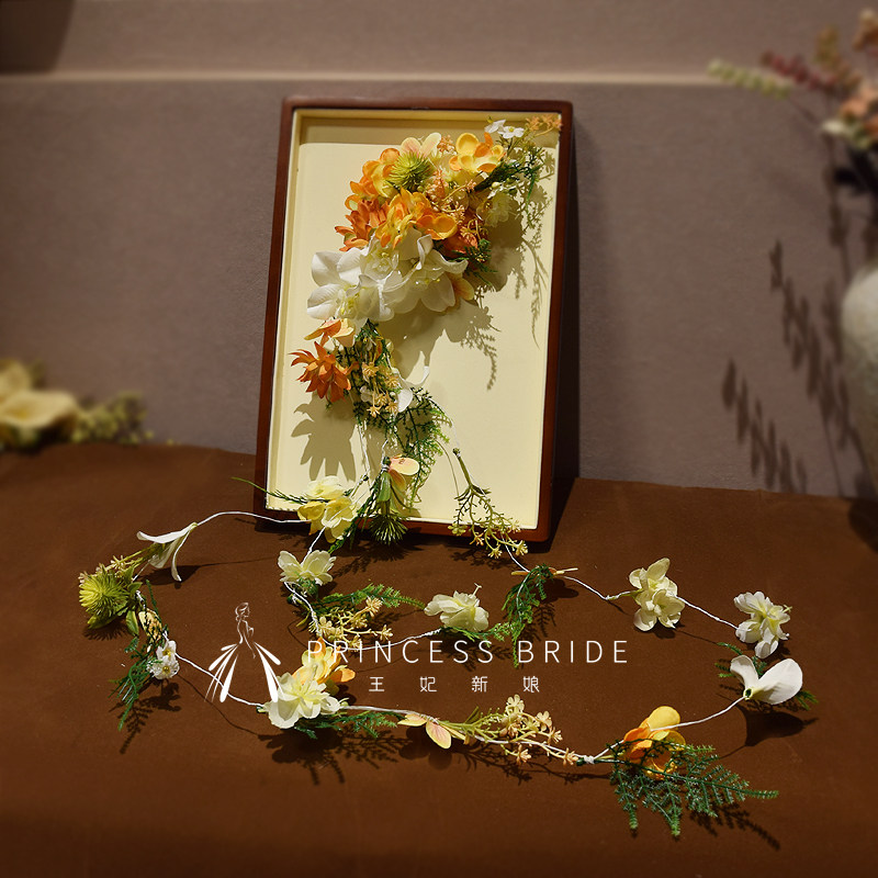 仿真花朵边夹高级感拖尾照头饰品