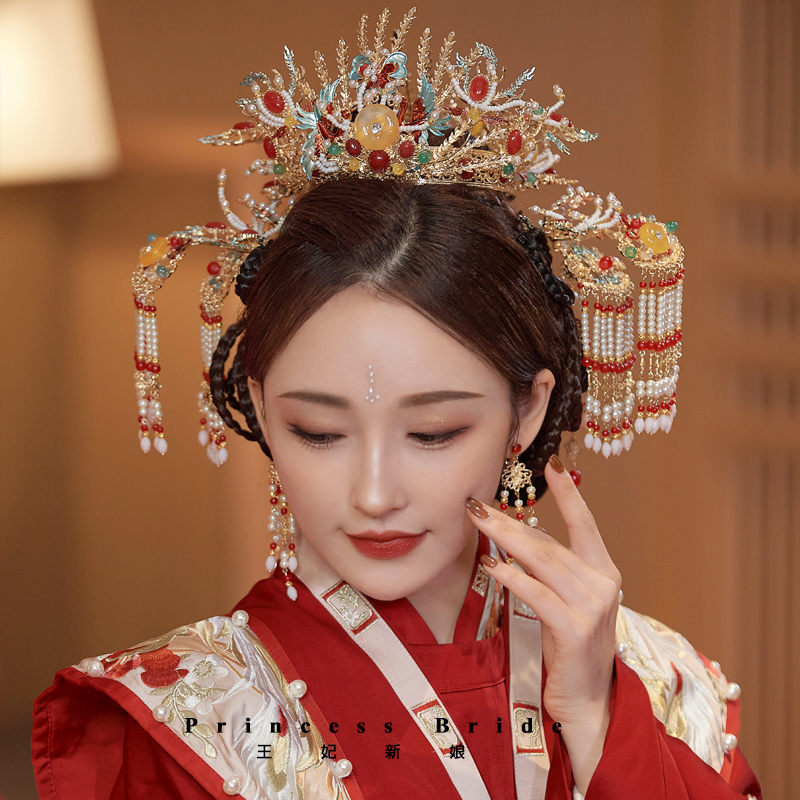 新款明制头饰汉服新娘凤冠中式