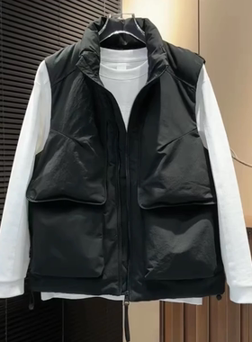 2025秋冬新款羽绒马甲男款潮流时尚大口袋工装背心立领坎肩羽绒服