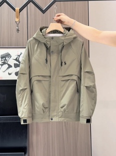 连帽男款 高级感美式 宽松帅气冲锋衣潮 外套春秋季 夹克男生休闲工装