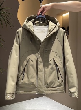 二棉外套男士冲锋衣连帽工装帅气青年百搭休闲棉服男款夹棉夹克男