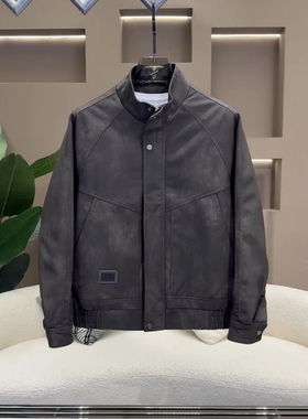 2025新款秋冬高端皮衣外套男加绒加厚潮牌痞帅机车服PU皮立领夹克