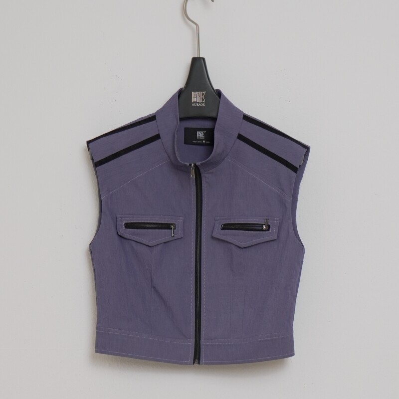 欧E专柜正品女装2026夏装新款流行时尚设计感立领无袖短马甲女