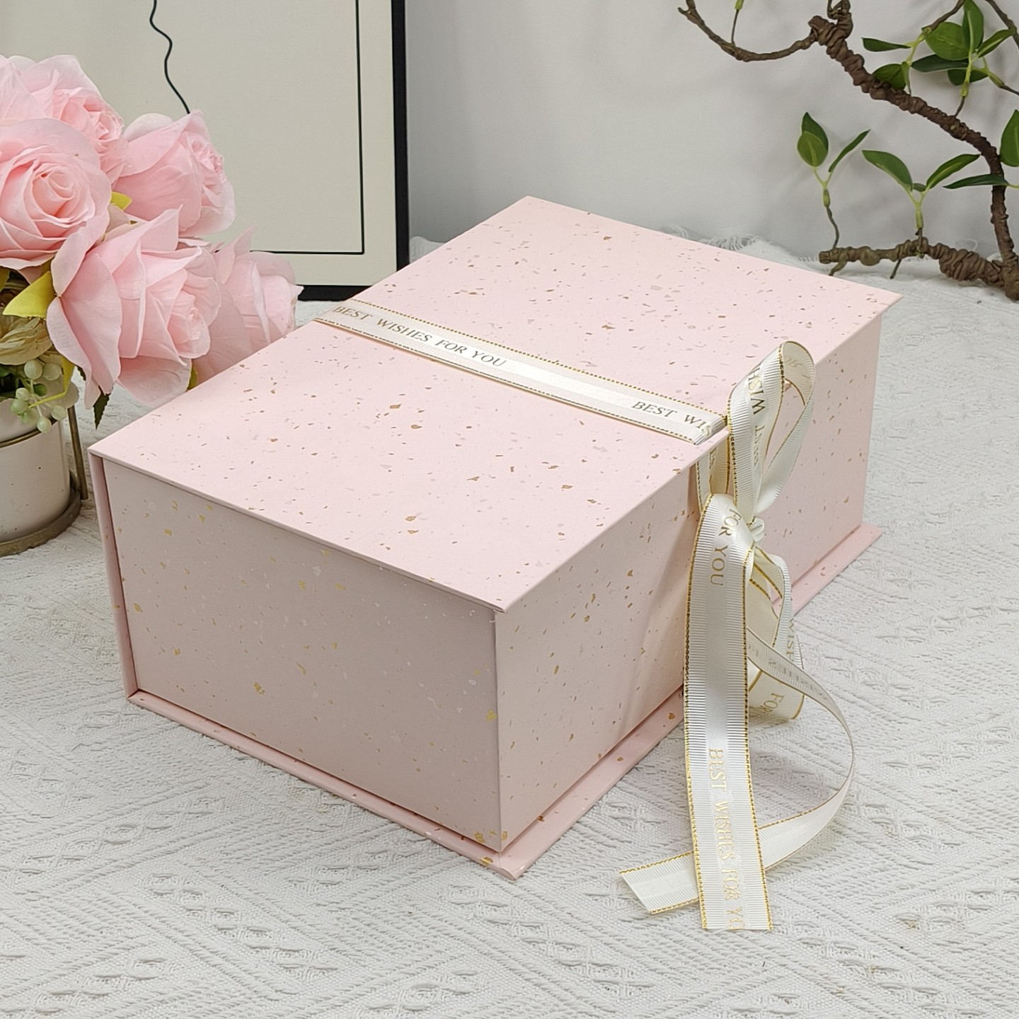 粉色情人节包装礼盒翻盖精致大号礼品盒酒杯礼物盒子送人生日礼盒