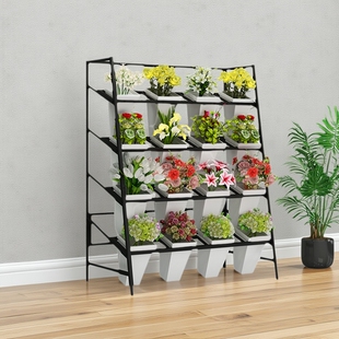 高级花店花架鲜花展示架铁艺梯形摆放架室内花卉架醒花桶置物架子