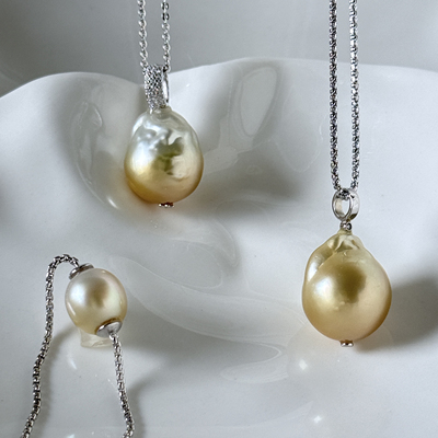 【特清不褪换】南洋金珠圆巴吊坠手链925银皮光透亮 大点位