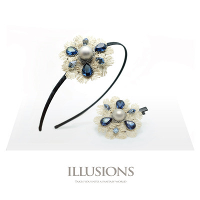 万花筒珍珠链条蕾丝发夹