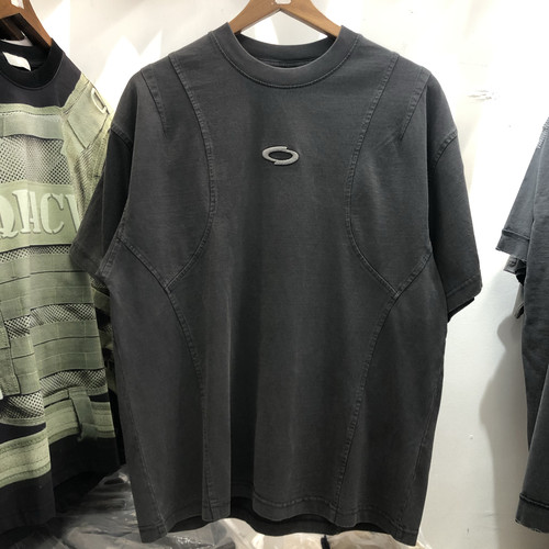 手机实拍THUG CLUB重磅洗水做旧刺绣男女宽松嘻哈oversize短袖T恤