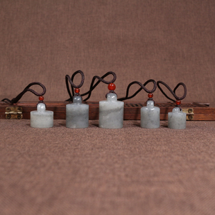 和田籽料青花玉印章吊坠 天然新疆平安无事牌挂件吊坠男女款玉石