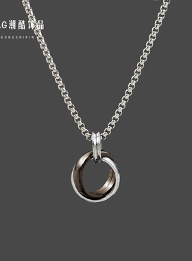 戒指项链男潮卫衣毛衣链双环吊坠