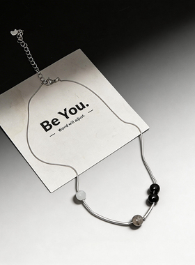 姜涩琪同款不对称猫眼石项链男女