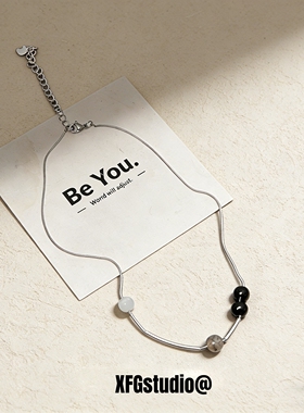 姜涩琪同款不对称猫眼石项链男女