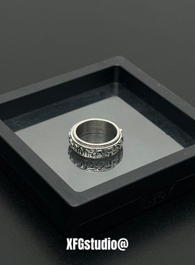 六字真言转动男士戒指小众高级感