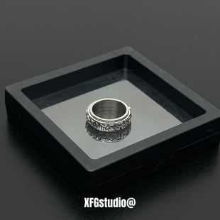 六字真言转动男士戒指小众高级感食指戒旋转指环男款装饰招财转运