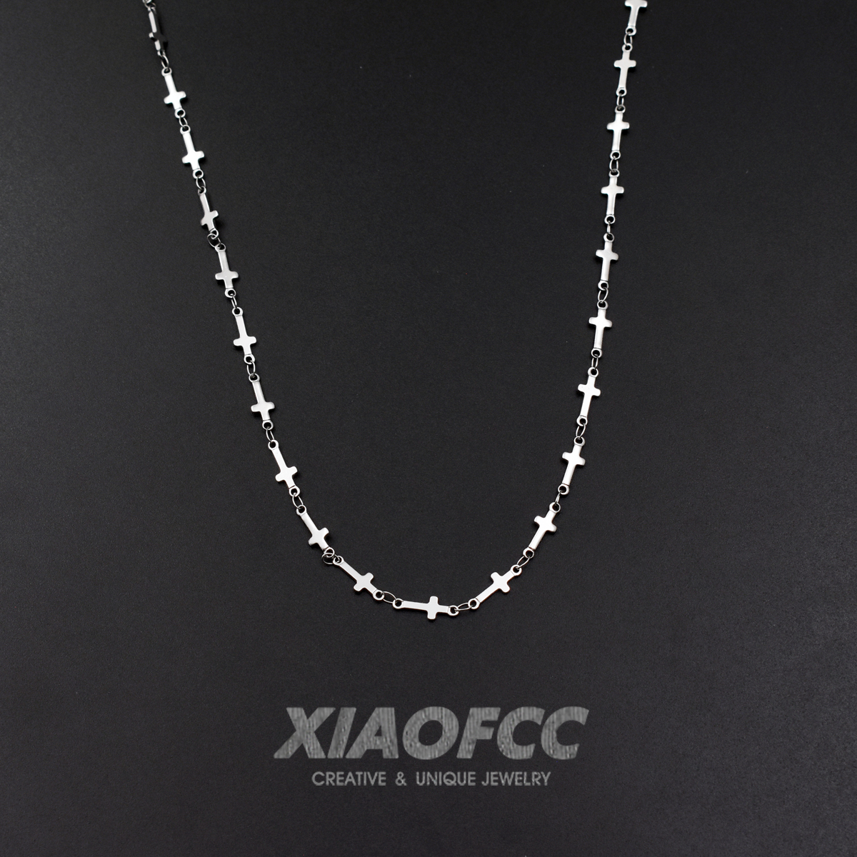 高级感十字架拼接项链男女锁骨链