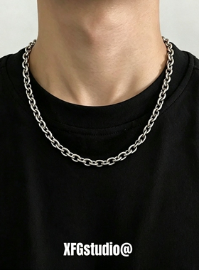 钛钢粗链条拼接项链男女中性款