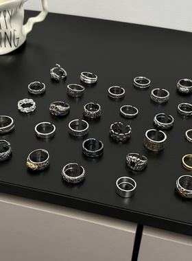 复古做旧开口可调十字架戒指男女