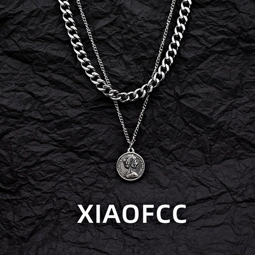 女王头像硬币吊坠项链男女锁骨链