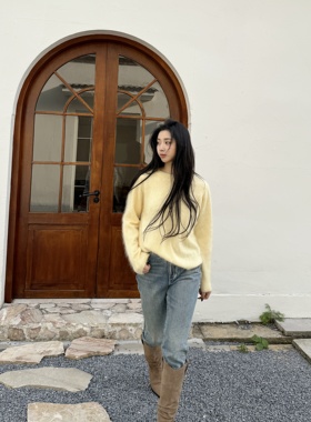 夜长梦暖丨100山羊绒成衣拉毛丨无缝一线成衣丨圆领羊绒衫-MY6394