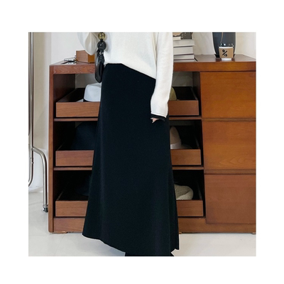 【新澳可机洗精纺绵羊毛】euri时尚气质显瘦高腰羊毛半身裙MY5364
